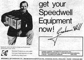 Graham Hill - F1 world champion -  advertising Speedwell products