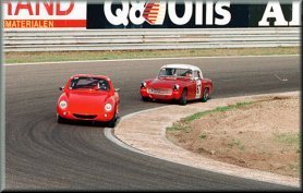 A WSM Sprite leads Paul De Kuyper into a bend